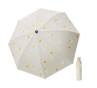 flaxarne Children's Floding Umbrella - Bear Design - Polyester - Manual Open - Beige - Cartoon Style