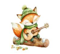 Flaxarne Creative Fox Playing Guitar Wall Sticker for Bedroom and Living Room Decor PVC Self-Adhesive Artwork