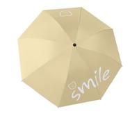 flaxarne Kids Cartoon Smile Bear Folding Umbrella - Rain or Shine Use - Khaki Color - Travel Friendly for Children