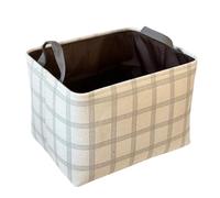 flaxarne Large Striped Storage Bin with Reinforced Handle, Decorative Storage Baskets for Shelves, Fabric Cubes Closet Organizer for Blankets Clothes Gift 40*32*28 cm