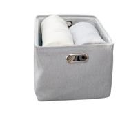 flaxarne Modern Grey Fabric Storage Box for Kids, Foldable Organizing Bin with Handle, Simplistic Design for Bedroom or Playroom, 15 x 10 x 8 inch
