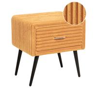 Beliani 1 Drawer Bedside Table Flayat Corduroy Orange
