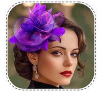 Flayem Fascinator Hats for Women Purple Pillbox Hat with Veil Headband Tea Party Clip