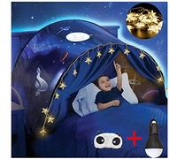 FLAYOR Children's Bed Tent, Collapsible Play Structure, Space Theme, LED, Unisex, Ideal Christmas Birthday Gift