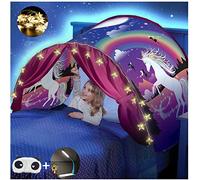 FLAYOR Dream Tent - Pop Up Bed & Playhouse for Kids, Unicorn Theme, Ages 3+, Includes USB Lamp & Eye Mask