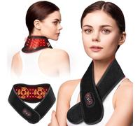 FLAZECON Red Light Therapy for Neck and Shoulders Wrap, Cordless Infrared Heating Pad Belt with Vibration for Body, Hands, Rechargeable Portable Neck Massager with Heat 660nm/850nm (Black)