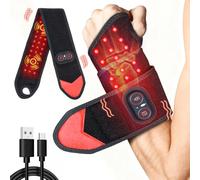 FLAZECON Red Light Therapy for Wrist Hands Wrap, Cordless Infrared Heating Pad with Vibration for Body, Arm, Knee, Foot, Wearable Heated Wrist Massager Brace, 660nm/850nm (Black)