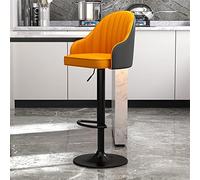 FLBT PU Leather high stool with Back Set of 2 Swivel Island Adjustable Stool Chairs Counter Height Bar Stools, Black Metal Legs Kitchen Island Chair, Suitable for Home Bars, Bistros, Restaurants (