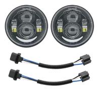 FLBZBLKASL 5" Twin Dual LED Headlight For Motorcycle For Fat For Bob For FXDF '08-later Motorcycle Projector Headlamp Double Dual Lamp Motorcycle Hi/Lo Beam Running Light(With DRL Black1 H13)