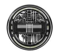 FLBZBLKASL Black/Chrome 7 Inch Led Headlight For Sportster For Softail For Dyna For Fat For Boy For DRL 7'' Auxiliary Headlights For Motorcycle Motorcycle Hi/Lo Beam Running Light(001 Black 1pcs)