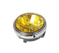 FLBZBLKASL Motorcycle Retro Round Headlamp High Brightness Halogen Amber Front Headlight For CB900 CB400 CB750 CB1300 CB1100 Motorcycle Hi/Lo Beam Running Light(1Pc Yellow)