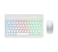 Flcivsh 10 Inch Wireless Keyboard and Mouse RGB Backlit Bluetooth Keyboard and Mouse Combo Kit White