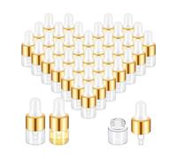 Flcivsh 100Pcs Mini Glass Dropper Bottle Bulk Clear Essential Oil Dropper Bottles Small Glass Dropping Sample Containers 1 Ml