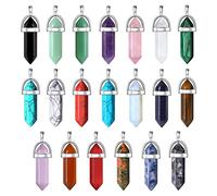 Flcivsh 20Pcs Healing Crystal Pendant Charms Jewelry Making Natural Gemstone Bulk Obsidian Rose Quartz Carnelian