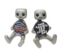 Flcivsh Your Anxiety Is A Lying Hoe Robot Cute Tiny Figure Mental Health Resin Desk Home Office Desk Buddy Children's Toy Gifts