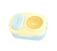 FLCPJGV Bento Lunch Box with Three Separate Compartments, Portable Bento Box with Dishes and Leak Protection, Made of PP Material, Cute Food Container, Yellow