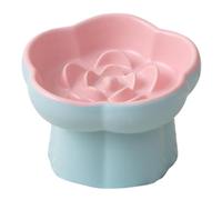FLCPJGV Cat Bowl Ceramic Raised Slow Feeder Anti Vomiting Elevated Food Dish High Edge Feeding Container Dishwasher Safe Suitable for Cats Kittens Small Dogs, Pink Blue