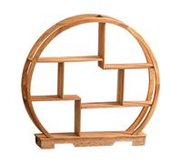FLCPJGV Chinese Wooden Display Stand Round Floating Shelf With 4 Tiers, Table Shelf Sturdy Storage Rack Stand for Teapot Cupcake China Pot Vases Countertop Collectibles