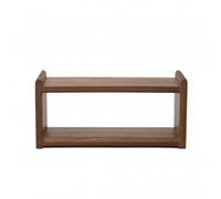 FLCPJGV Double Layer Holder Shelf Rack Organizer Stand Two Tier Wooden Storage With Rounded Side Edges Stable Space Saving Rack Suitable for kitchen countertop home office, Walnut, 40 13 20cm