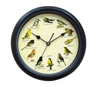 FLCPJGV Elegant Bird Song Wall Clock for Home Decor Battery Operated, Black 32cm
