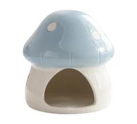 FLCPJGV Hamster House Ceramic Mushroom Cartoon Habitat Food Bowl Sturdy Material Decorative Suitable for Small Decoration, Blue