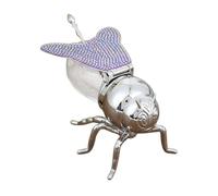 FLCPJGV Honey Jar in Bee Shape with Spoon, Glass Dispenser for Syrup, Unique Sugar Bowl for Home Dining, Violet Silver