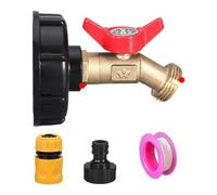 FLCPJGV IBC Tank Adapter, Practical IBC Tank Fittings with Brass Tap, 1000L 60mm IBC Tote to Garden Hose Adapter, 5 Piece