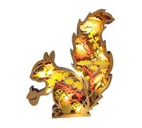 FLCPJGV LED Lamp in The Shape of A Squirrel Carved Wood, Night Light for Table