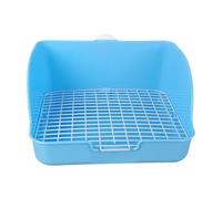 FLCPJGV Litter Tray Toilet Cage Corner Potty Pan Bunny Trainers Removable Grid Easy Cleaning Suitable for Guinea Pigs Rats Home Indo, Blue
