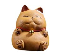FLCPJGV Mini Lucky Cat 5.8cm Mini Tea Pet Cute Maneki Neko Pottery Clay Sculpture Figurine Tea Tray Accessories for Yoga Room Shelf Tea Home Decor Dashboard Ornament
