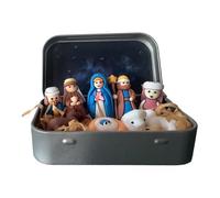 FLCPJGV Miniature Christmas Nativity Scene in A Metal Box, Miniature Figurines of The