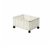 FLCPJGV Mobile Storage Basket Grid Iron Wire Rectangular Rolling Organizer Textile Liner Removable Bin Swivel Casters suitable for kids’ room home organization everyday use, White, Small