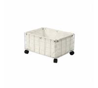 FLCPJGV Mobile Storage Basket Grid Iron Wire Rectangular Rolling Organizer Textile Liner Removable Bin Swivel Casters suitable for kids’ room home organization everyday use, White, Large