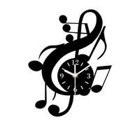 FLCPJGV Music Note Wall Clock Wall Mounted Acrylic Trendy Ornament Home Decoration Quiet Hanging Clock for Office Cafe Dining Room, 30 CM