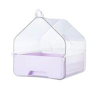 FLCPJGV Parrot Bird Bath Box Pull Out Bird Bathing Tub Drinker Waterer Bird Bowl Semi Enclosed Guard PC Polycarbonate Construction Suitable for Budgie, Light Purple