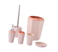 FLCPJGV Set of 6 Elements for Bathroom with Toilet Brush And Lotion Dispenser, Pink