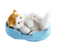 FLCPJGV Sleeping Cats Toy Lifelike Stuffed Interactive Simulation Cat with Meow Sound Polyethylene Synthetic Suitable for Desk Room Car Home Gift, Head Orange Cat