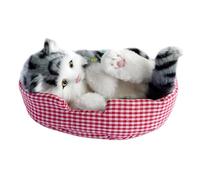 FLCPJGV Sleeping Cats Toy Lifelike Stuffed Interactive Simulation Cat with Meow Sound Polyethylene Synthetic Suitable for Desk Room Car Home Gift, Gray Cat