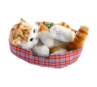 FLCPJGV Sleeping Cats Toy Lifelike Stuffed Interactive Simulation Cat with Meow Sound Polyethylene Synthetic Suitable for Desk Room Car Home Gift, Body Orange Cat