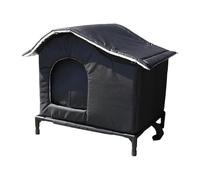 FLCPJGV Thermal Cat House for Stray Cats, Elevated Base, Windproof Curtain, Waterproof Oxford, Comfortable, Suitable for Outdoor Use, Winter Pets, Black, M