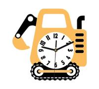 FLCPJGV Wall Clock in The Shape of An Excavator, Acrylic, Silent, for Kitchen, Children's Room, Office