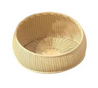 FLCPJGV Wicker Cat Basket, Refreshing for Summer, Ideal for Indoor Cats And Kittens. Comfortable And Scratch-resistant Nest, Beige