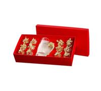 FLCPJGV Wine Glass Set Liquor Glass Set Barware 12 Chinese Zodiacs Animal Head Wine Dispenser Tequila Glass Set for Party Wine Cabinet