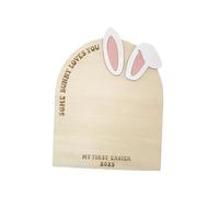 FLCPJGV Wooden Kids First Easter DIY Footprint Sign My First Easter Gift Memorial Home Decoration Ears Gift Decoration, Arched