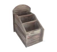 FLCPJGV Wooden Remote Control Holder, Pen Box, Desk Organizer, Media Holder, Storage Box with Three Compartments, Rustic for Office, Living Room, Bedroo, C
