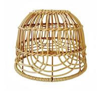 FLCPJGV Woven Lamp Shade Faux Rattan Dome Light Pendant with Iron Frame Weaving Pattern Focused Lighting Suitable for Workstation Tea Lounge Living Room, Brown, Rattan Flower
