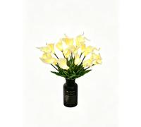 FLCSIed 18 LED Calla Lily Flower Lights, Battery Operated Realistic Flower Bouquet Lamp, Artificial Flower Light for Bedroom Table Centerpiece, Party Decor (White, 18 Heads,vase not included)