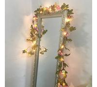 FLCSIed 2 Meter 20 LED Flower Leaf Garland Copper LED Fairy String Lights for Wedding Decoration Party Event with Timer Function (Rose)