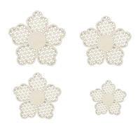 FLCSIed 4 Pieces Boho Daisy Wall Decor Natural Rattan Flower Wall Hanging Art Wooden Boho Nursery Flowers Wall Decor for Home Bedroom (Wooden Cherry Blossom)