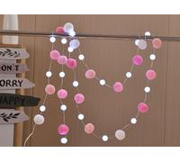 FLCSIed 6.56Ft 20 led 3AA Battery Powered Globe Crystal Ball Lights with Pom-poms Fairy Light for Bedroom, Valentine's Day, Wedding, Party, Christmas, Home Decor (Pink)